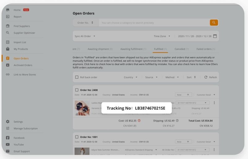 Tracking Order Number - DSers