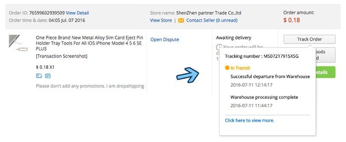 Oberlo Tracking Number - DSers