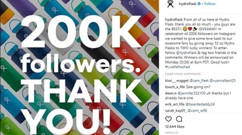 3. 200K Followers Giveaway by Hydro Flask - DSers