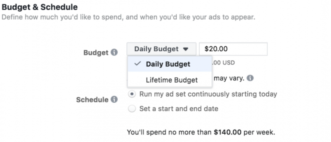 Set a Budget for Facebook Ads- DSers