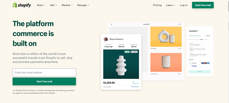Shopify homepage
