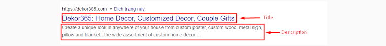 title and description tags