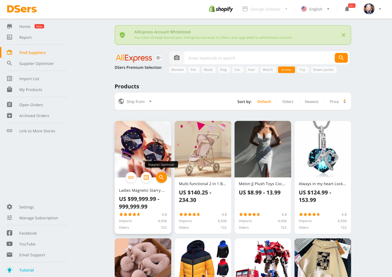 DSers New UI for Shopify - DSers