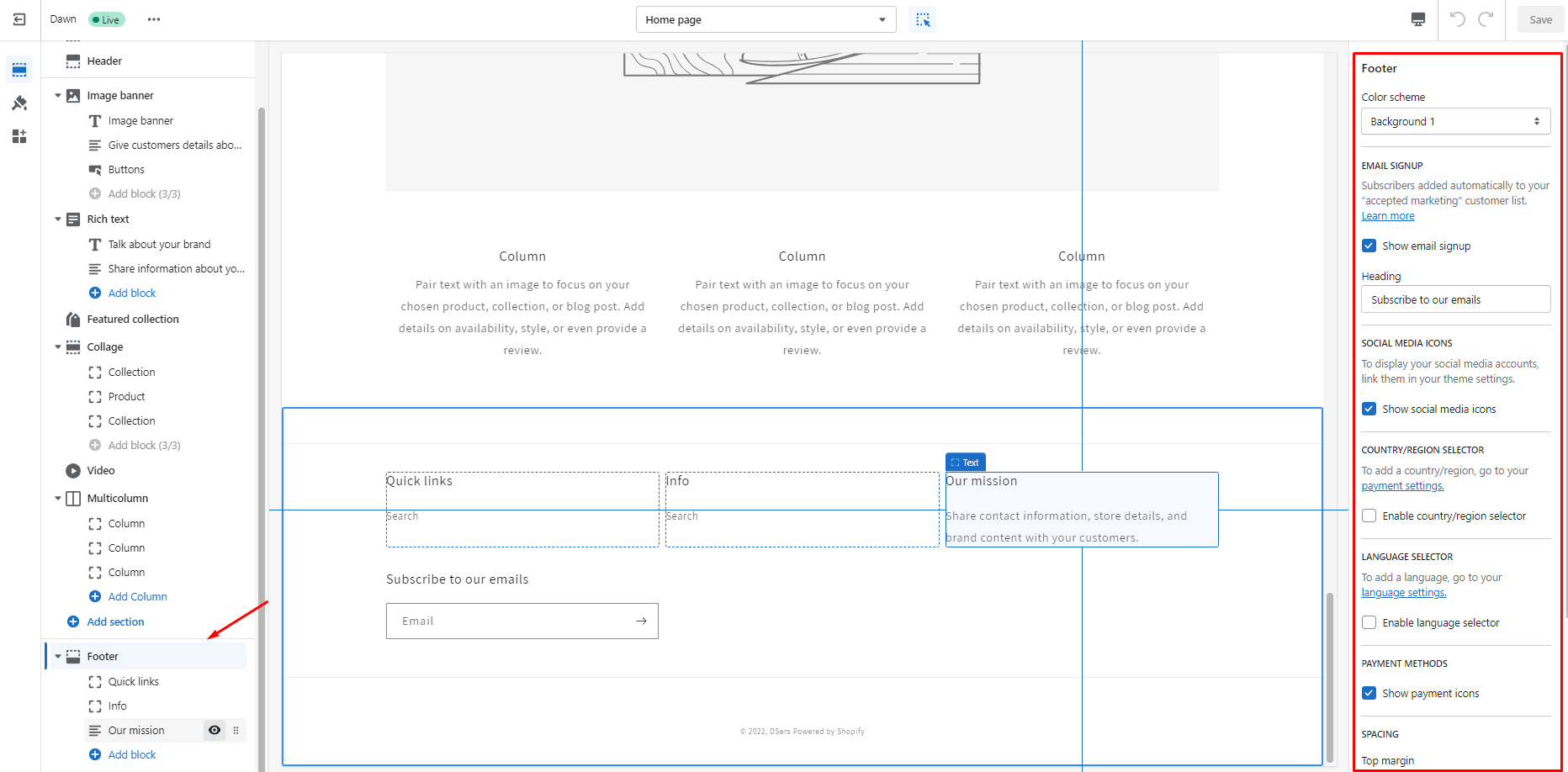 Customizing Footer - DSers