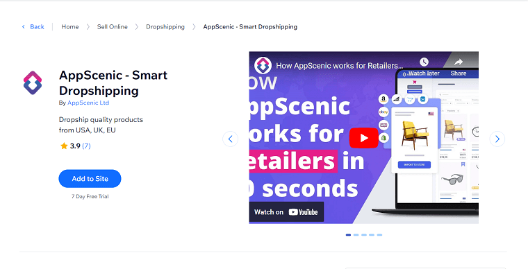 10. AppScenic - wix dropshipping apps