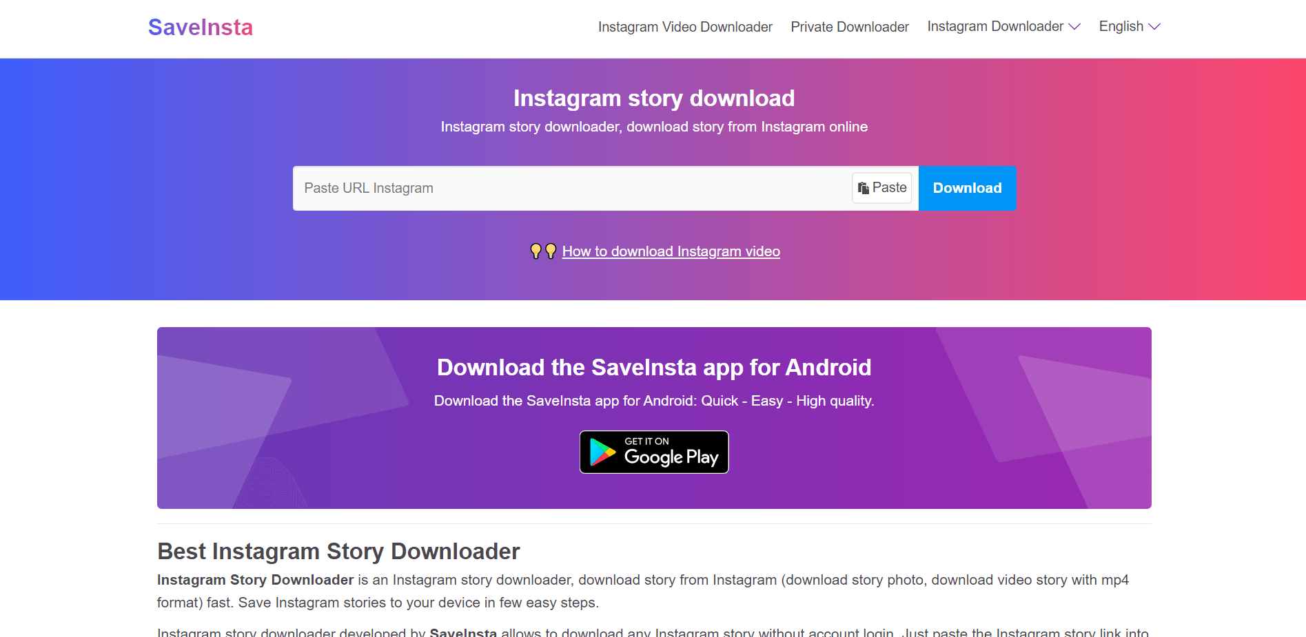 2. SaveInsta Homepage - DSers