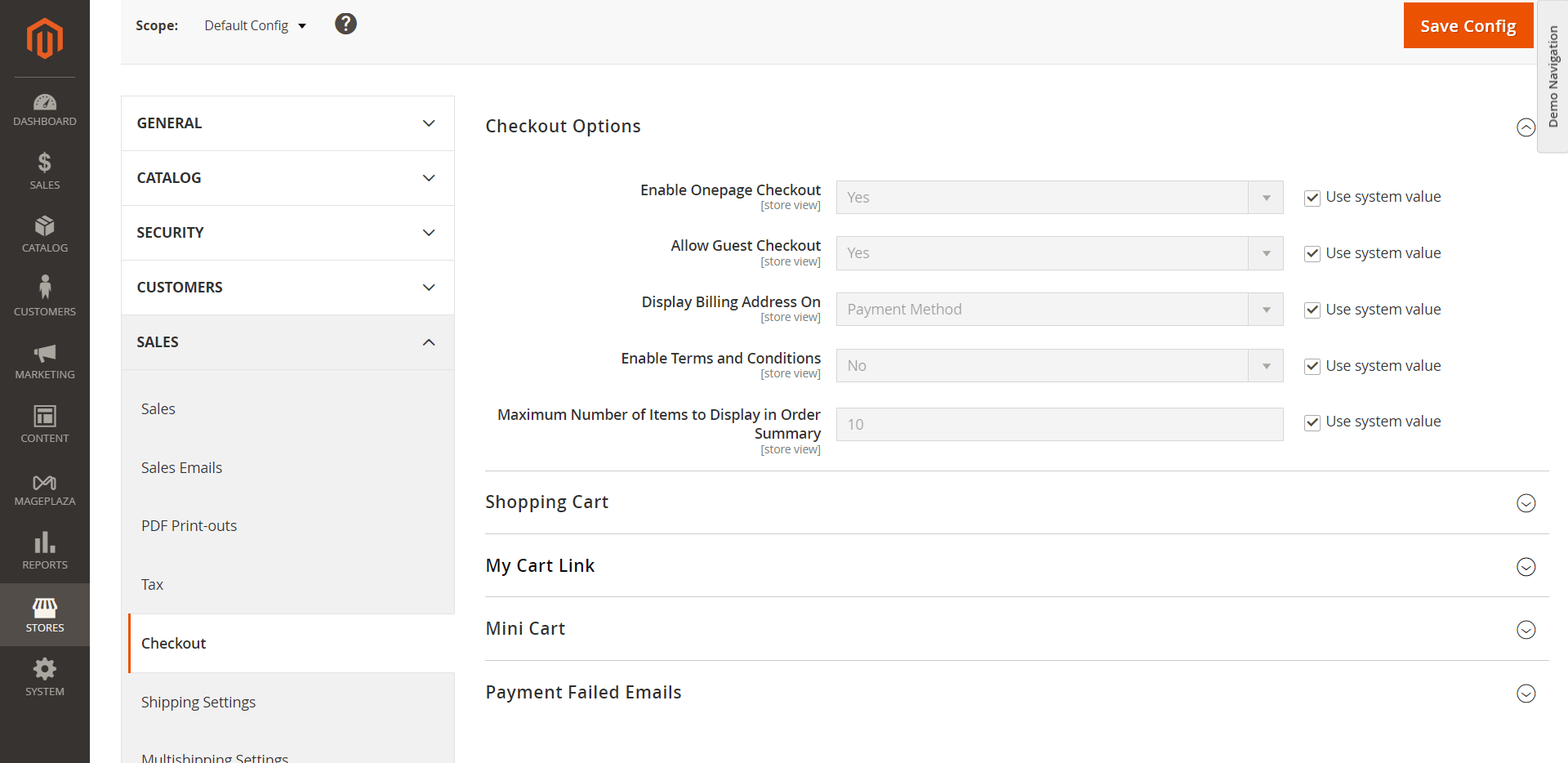 ‘Stores’ > ‘Configuration’ > ‘Sales’ > ‘Checkout’ - DSers