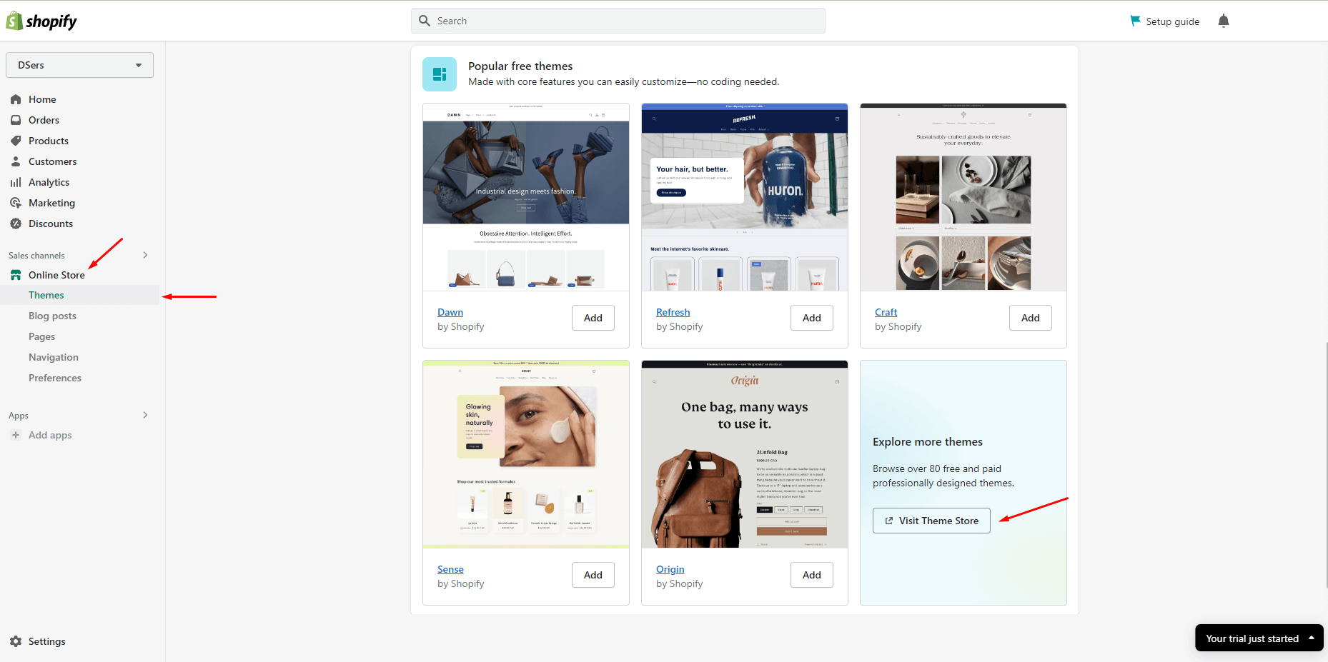 Choose a Pre-made Theme Template First - DSers