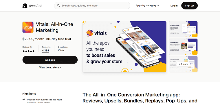 4. Vitals Shopify App Store - DSers