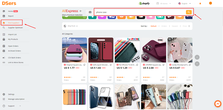 Step 4: Find Your Best Phone Case Dropshipping Suppliers - DSers