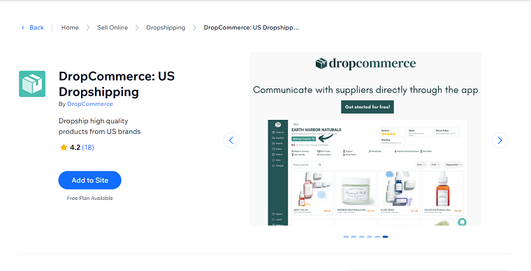 7. DropCommerce - wix dropshipping apps