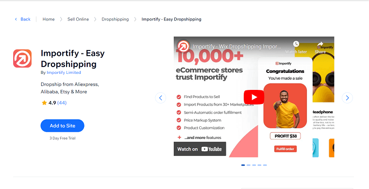 8. Importify - wix dropshipping apps