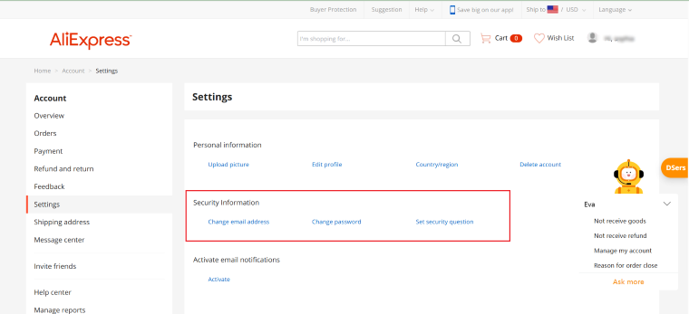 Account Setting - DSers