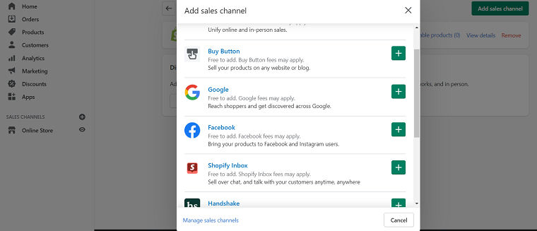 add sales channels