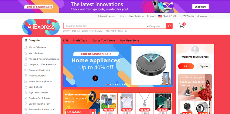 AliExpress Homepage