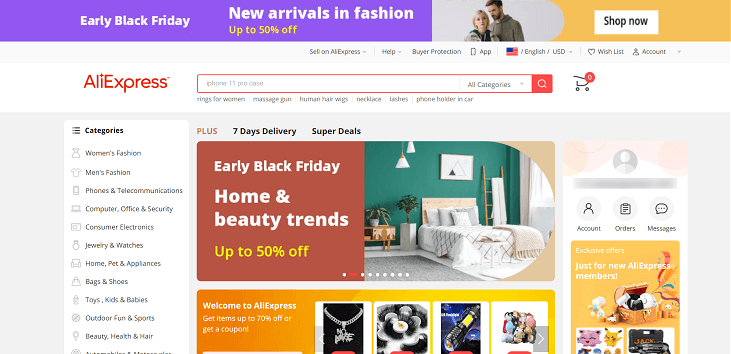 AliExpress Hompage - DSers