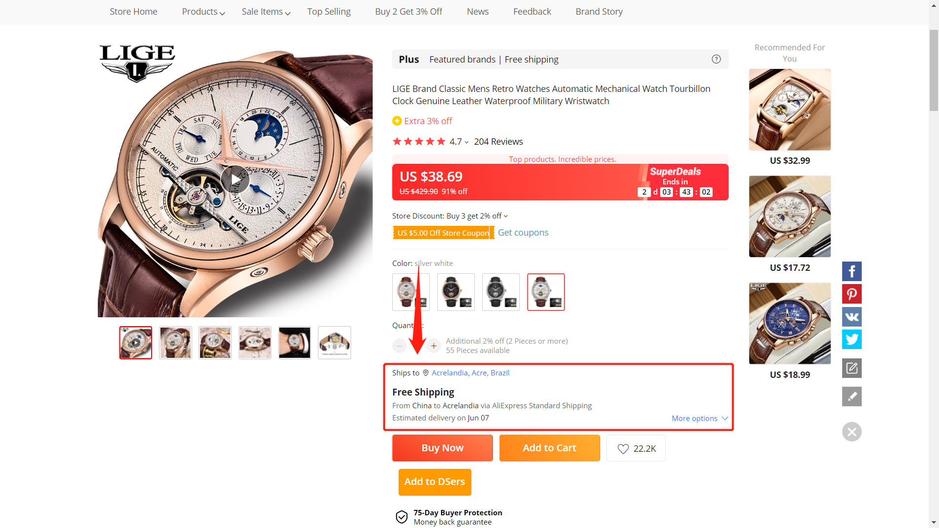 AliExpress Ships to option - DSers