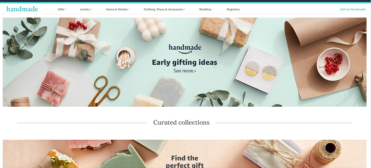 Amazon handmade homepage