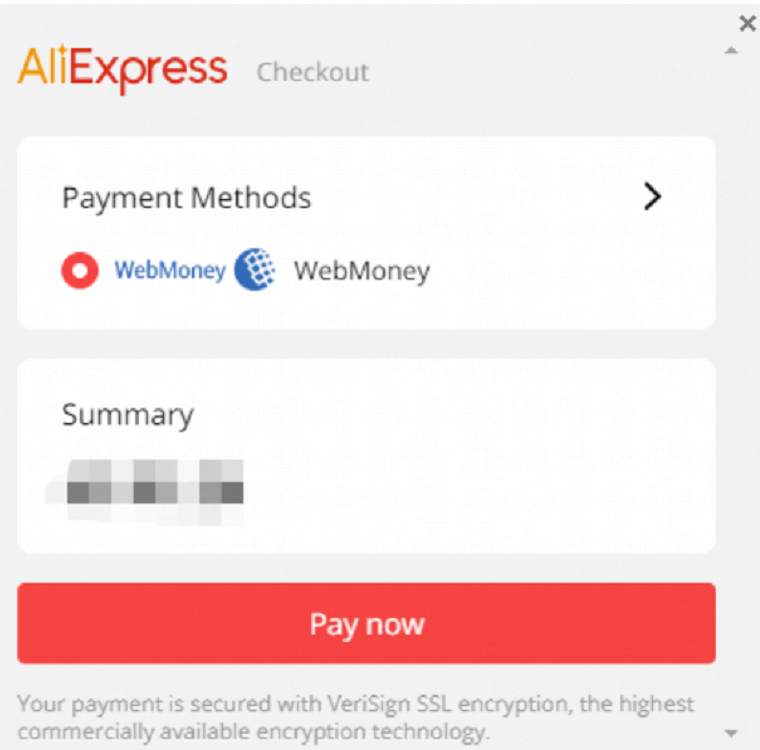 complete the payment - AliExpress