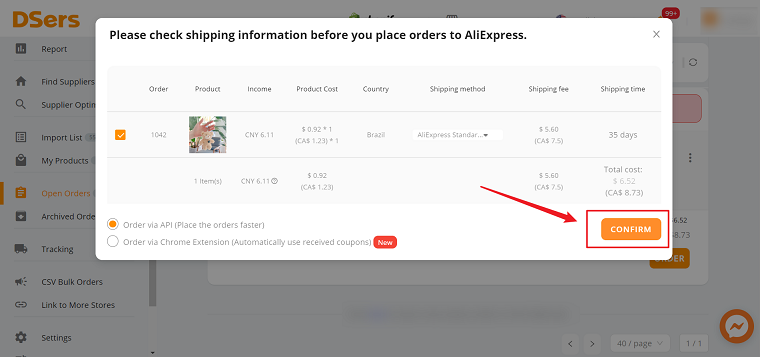 Confirm Your Orders - DSers