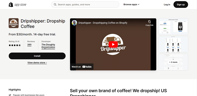 Dripshipper Dropship Coffee Shopify App Store - DSers