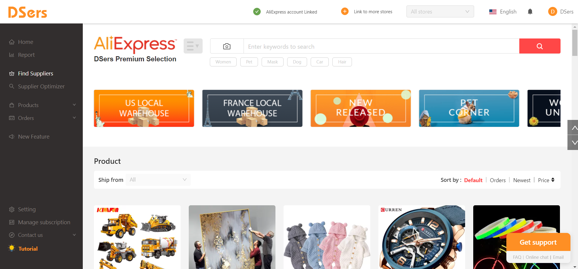 DSers Dashboard - DSers