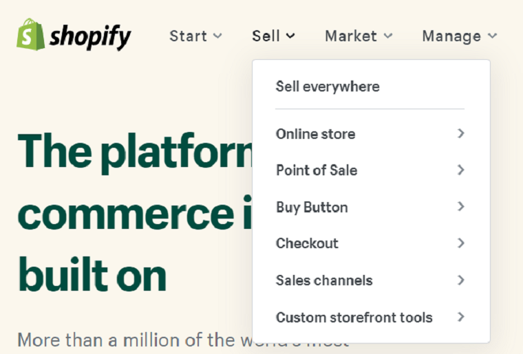 E-commerce features - Shopify