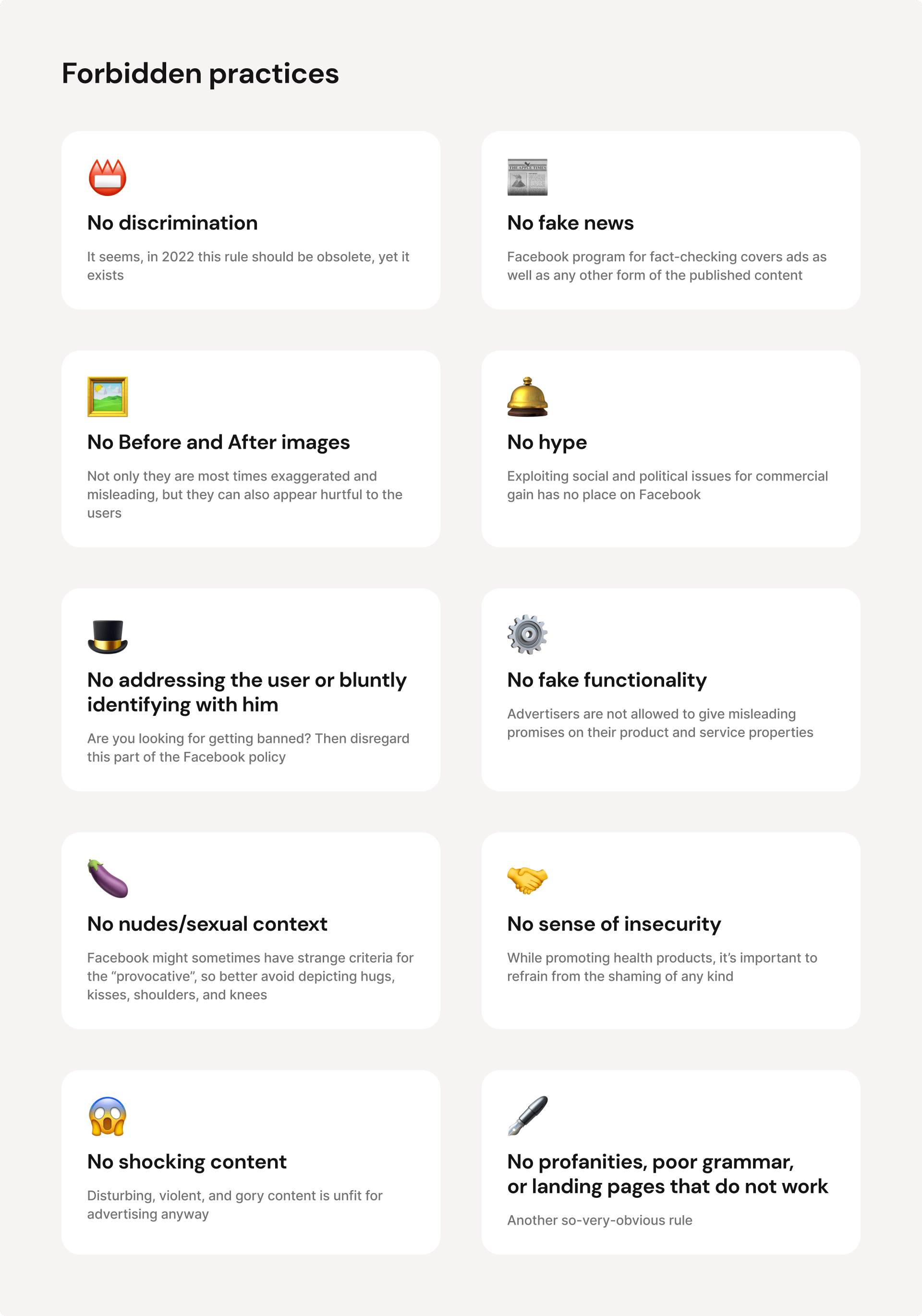Some of the practices forbidden when advertising on Facebook-DSers