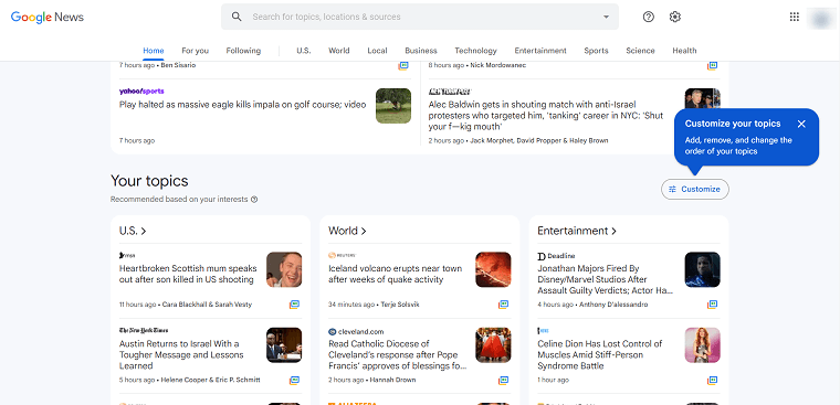 Google News Customize Your Topic - DSers
