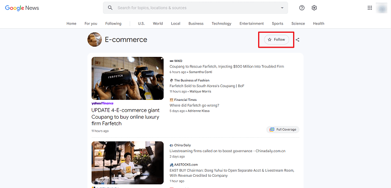 Google News Follow a Topic 1 - DSers