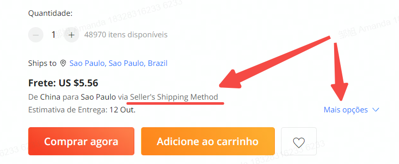 Customers can select the seller's shipping method on the AE product page -> Shipping Options.