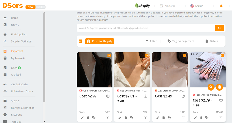 Import product listings
