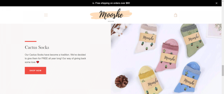 Mooshe-Socks homepage