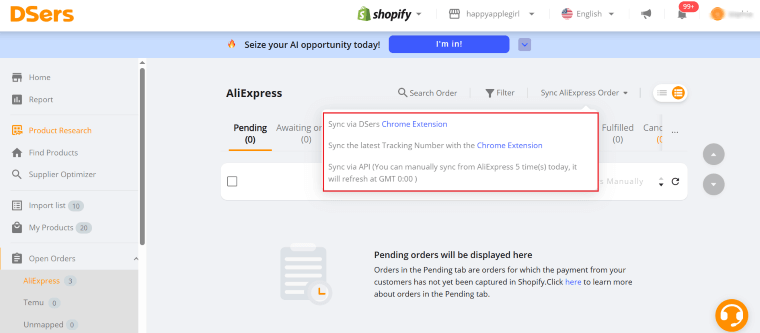 Order Synchronization - DSers