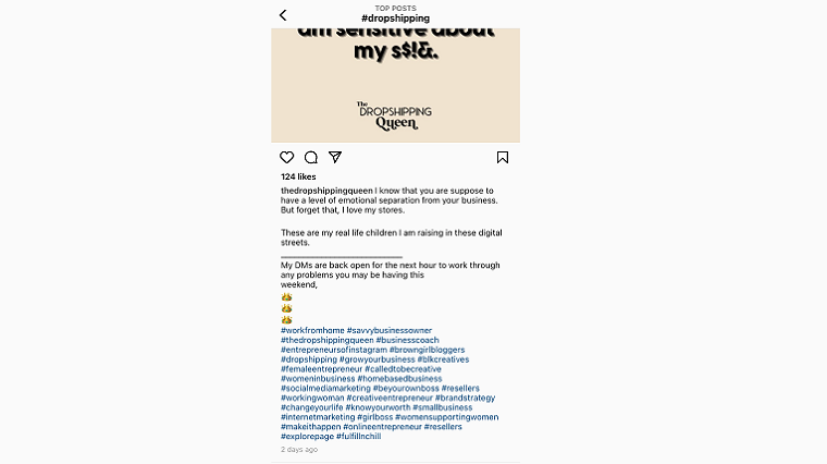 hashtag used by one account