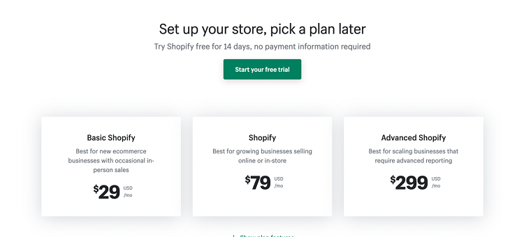 Plans - Shopify