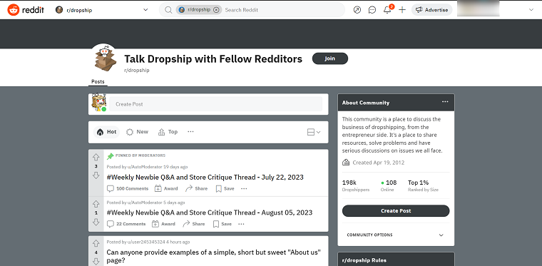 Reddit/r/dropship page - DSers