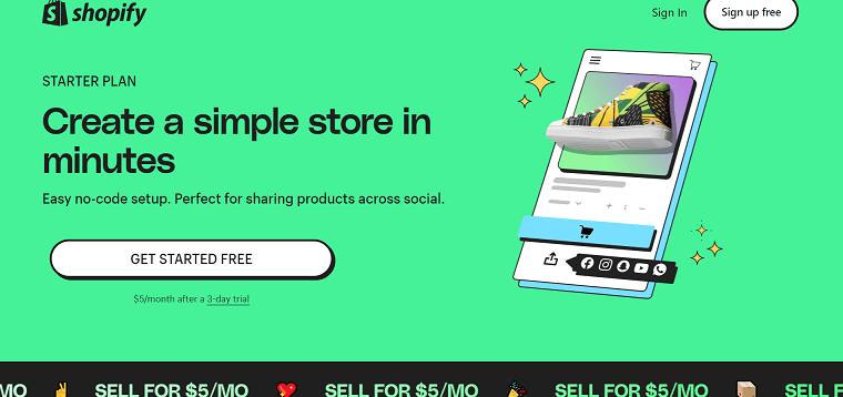 Shopify Starter Plan Homepage - DSers