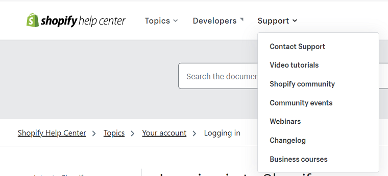 Shopify support