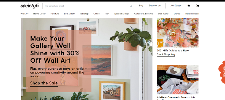 Society6 homepage
