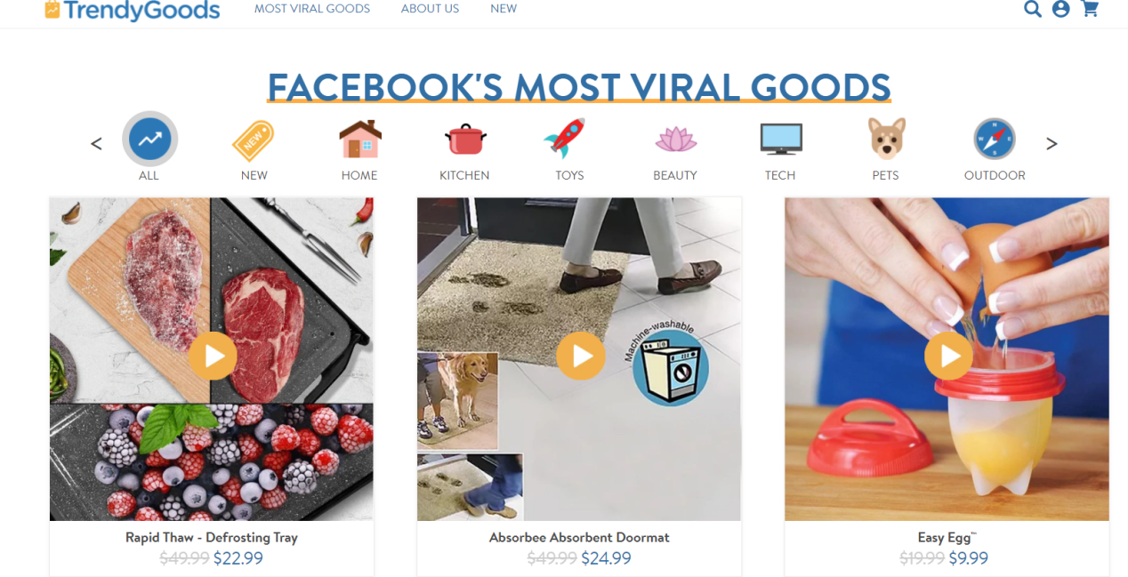 TrendyGoods homepage