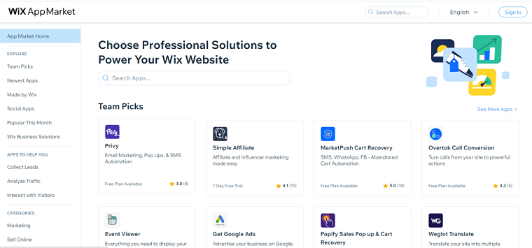 Wix app store